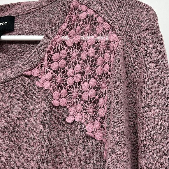 Liz Claiborne Blouse Women Large knit Lace Flare Balloon Sleeve Thin Sweater top - Picture 3 of 7